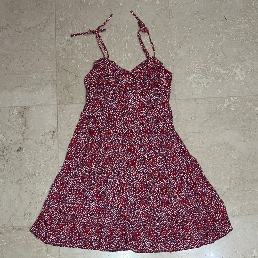 JAPNA Red, White and Blue Pattern Mini Dress